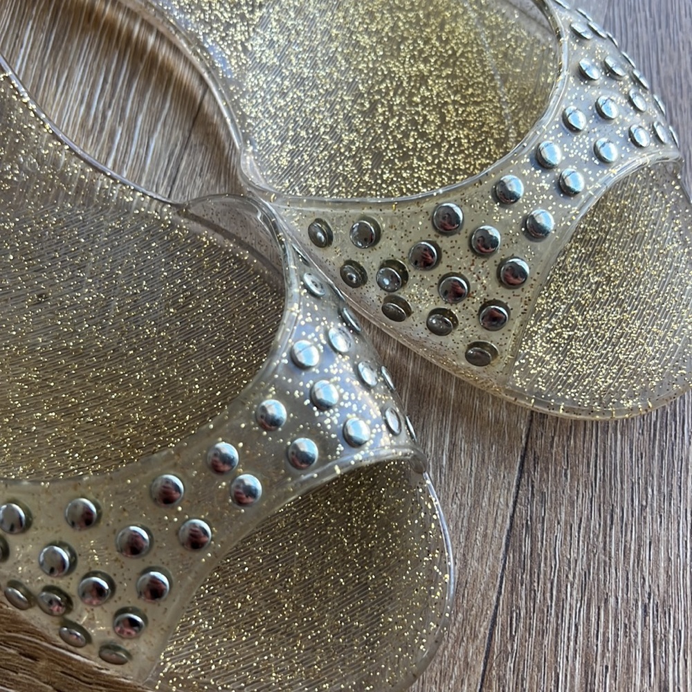 Jimmy Choo Jelly Flats Gold Glitter